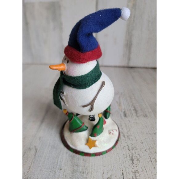 Bobblehead snowman Xmas tree figure glitter star snow - Picture 2 of 7
